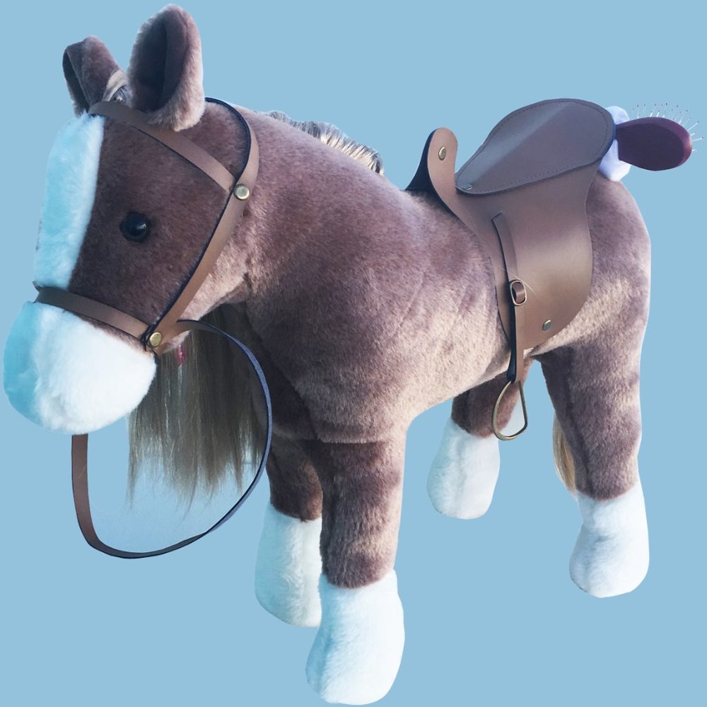 17.7" high Plush Horse Toy Stuffed Animal Toy w/Comb and Clip Prin - Picture 2 of 6